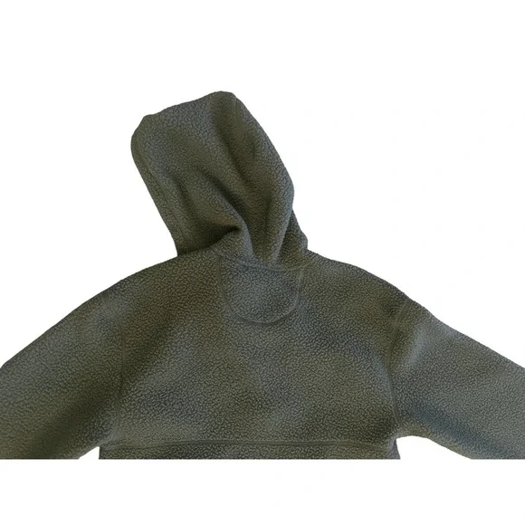 Women XS Everlane ReNew Deep Pile Fleece Green Zip Pullover Hood Jacket Coat - Picture 5 of 5